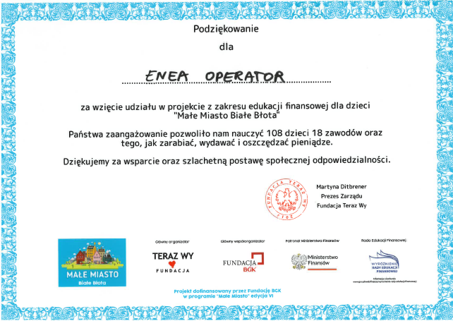 Białe Błota Podziękowanie dla EOP Białe Błota Podziękowanie dla EOP