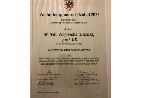 Wojciech Drozdz laureat zachodniopomorskiego nobla