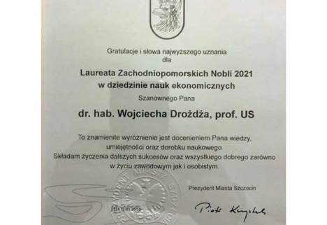 Wojciech Drozdz laureat zachodniopomorskiego nobla